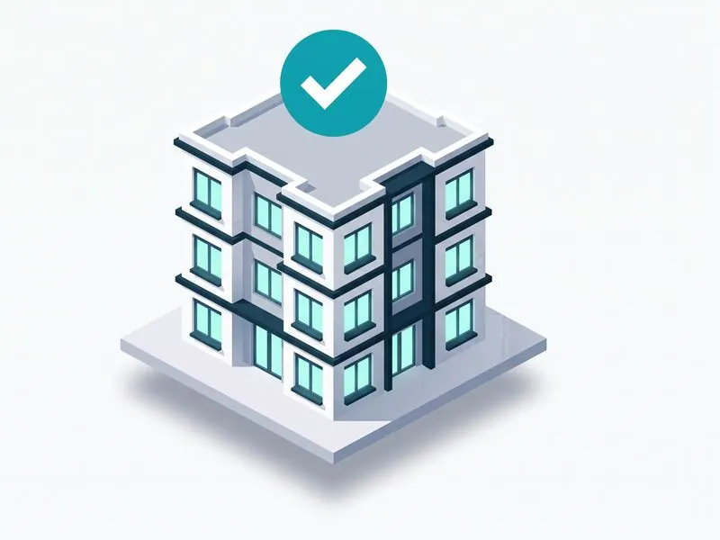 Render of an apartment building carrying a check mark, the completed rebate step